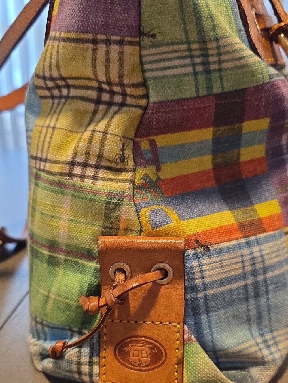 Doone & Bourke Madras Plaid Patchwork "Ant Picnic" Satchel & Card Case - Picture 5 of 13